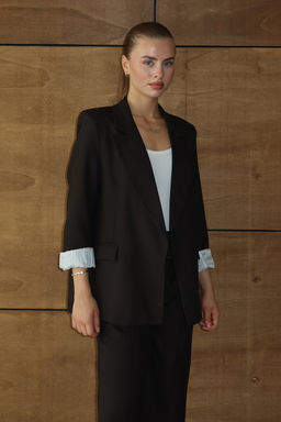 Kahverengi Rahat Kal?p Cizgili Astarl? Dokuma Blazer Ceket TWOAW26BC00044 - Trendyolmilla фото 4