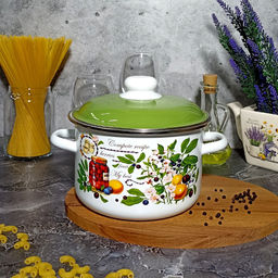 Кастрюля 4,0л цил. Вкусный компот 6RD201М белосн. - Стальэмаль фото 2