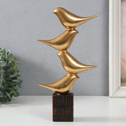Фигурка полистоун «Четыре золотых птички: пирамида», 14×5×25 см