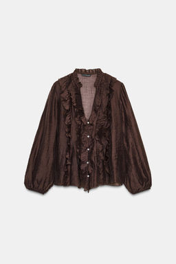 BLUSA VOLANTES LUNARES / Marr?n - Zara фото 4