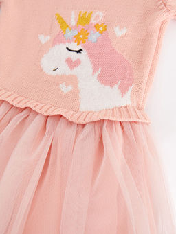 Bisiklet Yaka Uzun Kollu Desenli K?z Bebek Triko Elbise - Waikiki фото 3