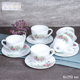 Чайный набор 12 предметов 220 мл / GB220/12 (7056) /уп 8/ Кустовая роза