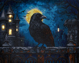 Кристальная (алмазная) мозаика ФРЕЯ ALDD-291 на подрамнике Ворон (со светодиодами) 50 х 40 см