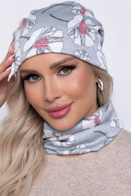 Комплект шапка и снуд (цветы/серебро) ШС09 - Lt collection фото 4