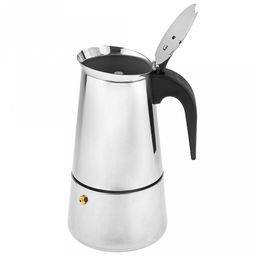 Кофеварка из нержавеющей стали, гейзерная, на 6 чашек, 370мл д9,5см h19,5см, бакелитовая ручка, подарочная коробка (Китай)