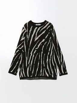 Bisiklet Yaka Desenli Kad?n Triko Kazak