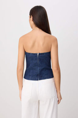 Koyu Mavi Raw Straplez Denim Bluz TWOSS26BZ00847 - Trendyolmilla фото 4