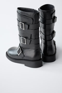 BUCKLED LEATHER BOOTS - Zara фото 14