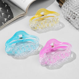 Цена за 12 шт. Крабик для волос «Альба», овал колор, 7 см, МИКС