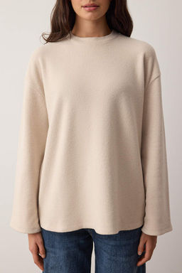 Tas Triko Gorunumlu Yumusak Bisiklet Yaka Relaxed/Rahat Kal?p Orme Bluz TWOAW26BZ00199 - Trendyolmilla фото 3