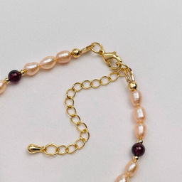 Браслет из речного Жемчуга и Граната 18 см +