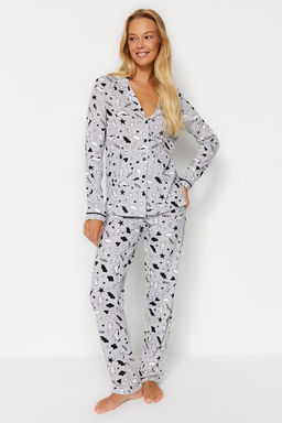 Gri Desenli Orme Pijama Tak?m? THMAW21PT0863 - Trendyolmilla фото 2