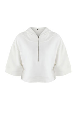 Teen Ekru Kapusonlu Fermuar Detayl? Truvakar Kol Kal?n Orme Sweatshirt TWOAW26SW00024 - Trendyolmilla фото 11