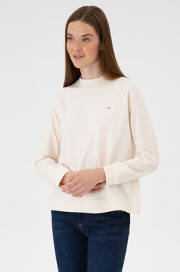 Kad_n Krem Regular Bisiklet Yaka Basic Sweatsh_rt