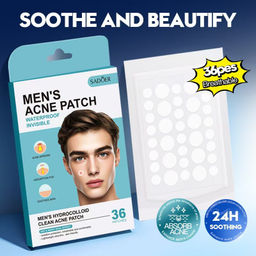 Мужские гидроколлоидные пластыри от прыщей и акне, 36 шт
