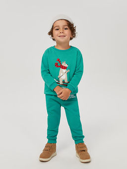 Bisiklet Yaka Uzun Kollu Bask?l? Erkek Bebek Sweatshirt ve E?ofman Alt 2li Tak?m - Waikiki фото 3