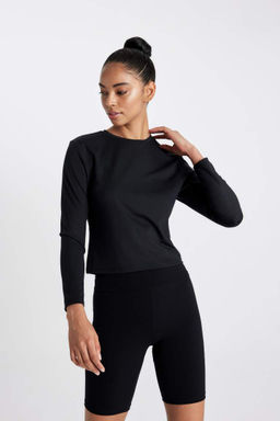 DeFactoFit Облегающая футболка с круглым вырезом и принтом в стиле спортсмен с длинными рукавами  фото 3