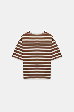 CAMISETA MANGA CORTA RAYAS / Marr?n - Zara фото 7
