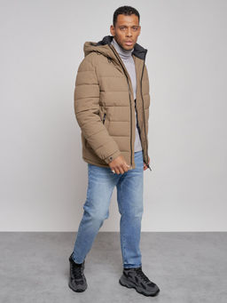 Куртка спортивная мужская зимняя с капюшоном коричневого цвета 8357K - Wonderrman фото 11