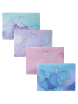 Цена за 12 шт. Папка-конверт на кнопке формат А4 180мкр блестящая МИКС Мрамор  (штрихкод на штуке)