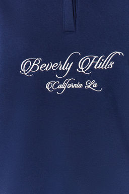 Lacivert Gomlek Yaka Nak?sl? Regular Fit Kal?n Ici Polarl? Orme Sweatshirt TWOAW24SW00182