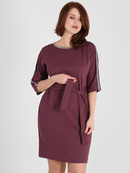 Ягодное платье нарядное с поясом