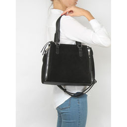 Сумка женская иск/кожа+нат/замша ADEL-214/2в, 1отд+кар/пер, плечевой ремень, черный 255618 - Adelia фото 4