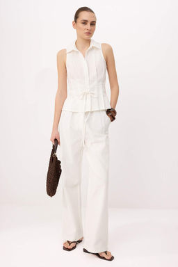 Lacivert Keten Gorunumlu Yelek Pantolon Dokuma Alt - Ust Tak?m TWOSS26AU00104 - Trendyolmilla фото 6