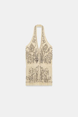TOP HALTER BORDADOS ZW COLLECTION LIMITED EDITION / Beige