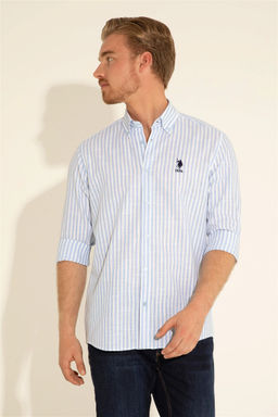 U. S. Polo Assn / Мужская синяя рубашка с длинным рукавом - U.s. polo assn фото 2