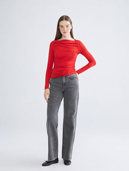 Kay?k Yaka B?zg?l? Bluz