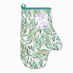 Кухонный набор подарочный Leaves: полотенце, варежка-прихватка, кисть, лопатка, венчик