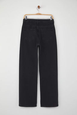 Siyah Yuksek Bel Tas Detayl? Genis Paca Wide Leg Jeans TWOAW26JE00116 - Trendyolmilla фото 6