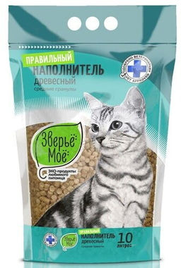 Наполнитель Зверьё Моё 2,8 кг Средние древесные гранулы 1/3