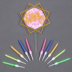 Набор для украшения торта: топпер С днём рождения, 1 шт., 10 свечей