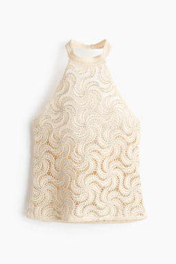 Top halter efecto crochet con cuentas