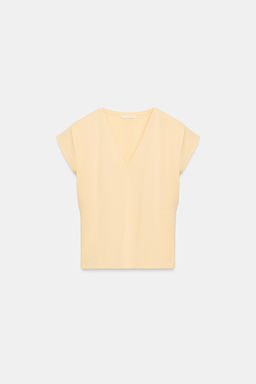CAMISETA ESCOTE PICO ALGOD?N / Melocot?n - Zara фото 5