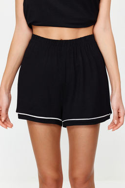 Trendyolmilla Siyah Biye Detayl? Ip Ask?l? Viskon Sortlu Orme Pijama Tak?m? THMSS24PT00004 фото 12