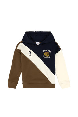 Erkek _ocuk Haki Kap__onlu Sweatshirt