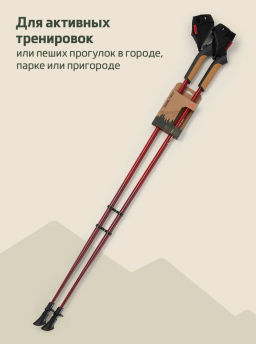 Палки для скандинавской ходьбы BERGER Travel Forest BTF25NP1-01, 106 см, цельные, красный фото 16