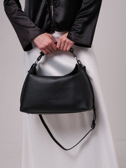 Сумка кожаная на плечо черная