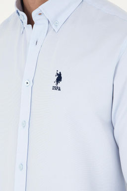 Мужская голубая базовая рубашка с длинным рукавом - U.s. polo assn фото 7