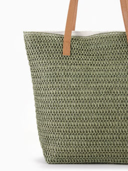 Сумка пляжная на молнии, на подкладке, зелёная - Simaland фото 2