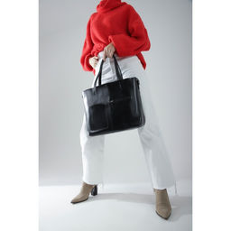 Сумка-тоут на молнии, 3 наружных кармана, длинный ремень, цвет чёрный - Simaland фото 4