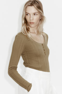 Top en punto pointelle de algod?n - H&m фото 4