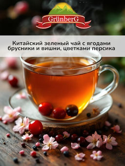 Вишневое танго Зеленый ароматизированный чай "GRUNBERG" LITE "