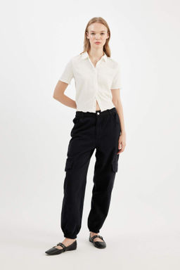 Coool Jogger Pantolon Gabardin KumasNormal Bel Basic Duz Kargo Cepli - Defacto фото 2