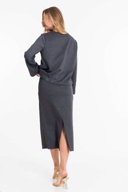 Костюм (джемпер+юбка) М323176Wb серый графит - Елена фото 4