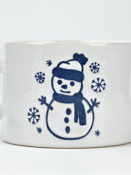 Кружка керамическая новогодняя Снеговик, 320 мл, ручная работа