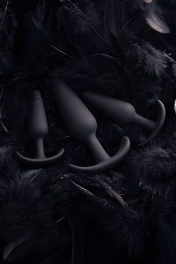 Набор анальных втулок TOYFA POPO Pleasure Eridani, силикон, черный, 3 шт.